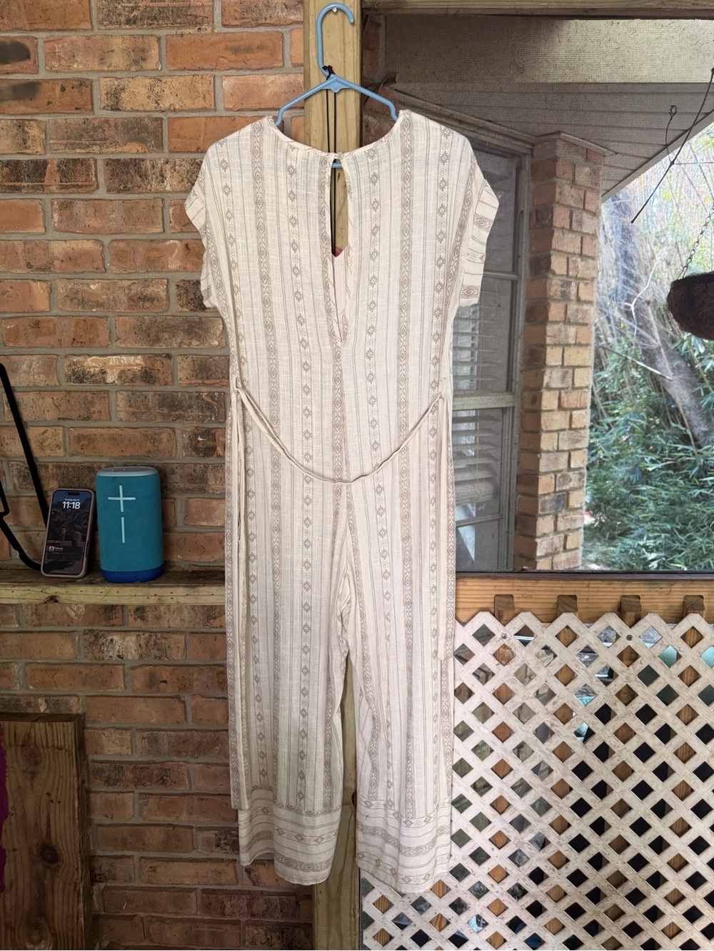 Linen Size medium Monteau Cream Patterned jumpsuit